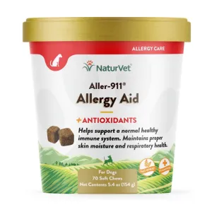 15% OFF: NaturVet Aller-911 Allergy Aid Plus Antioxidants Soft Chew Supplement For Dogs 70 count