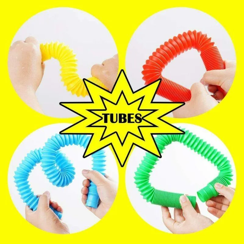 6/12PCS Fidget Pop Tube Toys Sensory Stretch Pipe Decompression Stress Relief Kids Adults Sound Sensory Tool