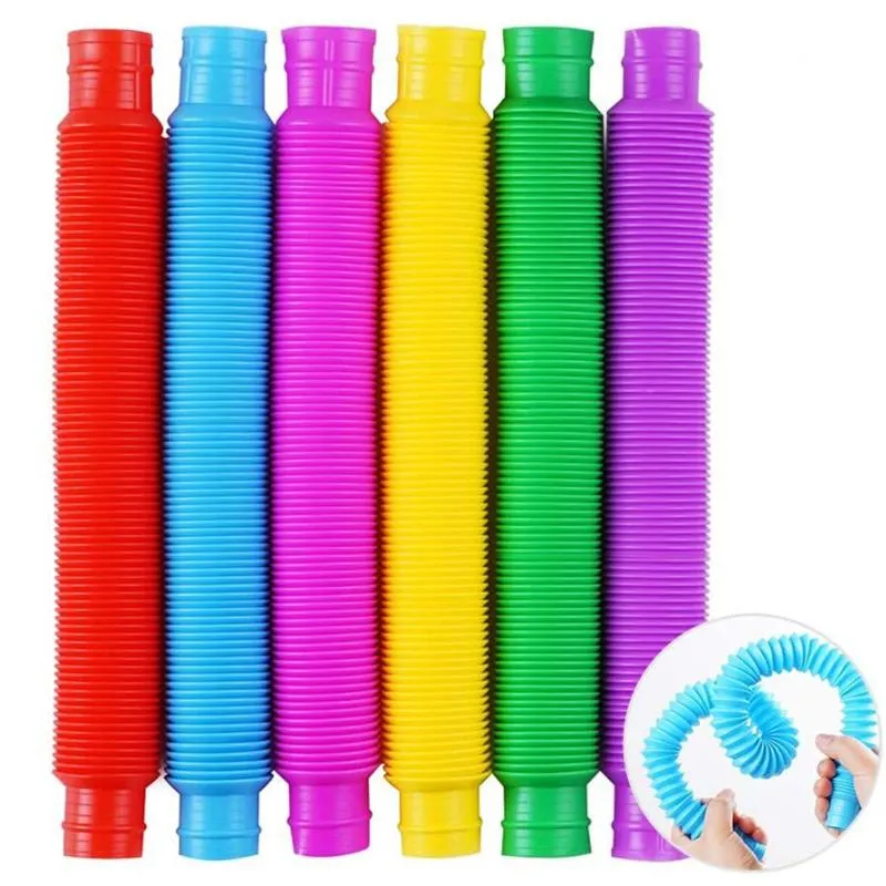 6/12PCS Fidget Pop Tube Toys Sensory Stretch Pipe Decompression Stress Relief Kids Adults Sound Sensory Tool