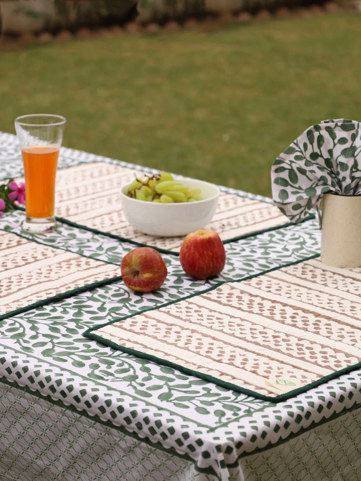 Abstract Leaf Reversible Organic Cotton Placemats- Set of 4