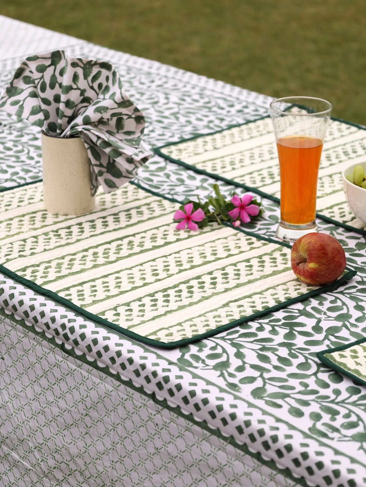 Abstract Leaf Reversible Organic Cotton Placemats- Set of 4