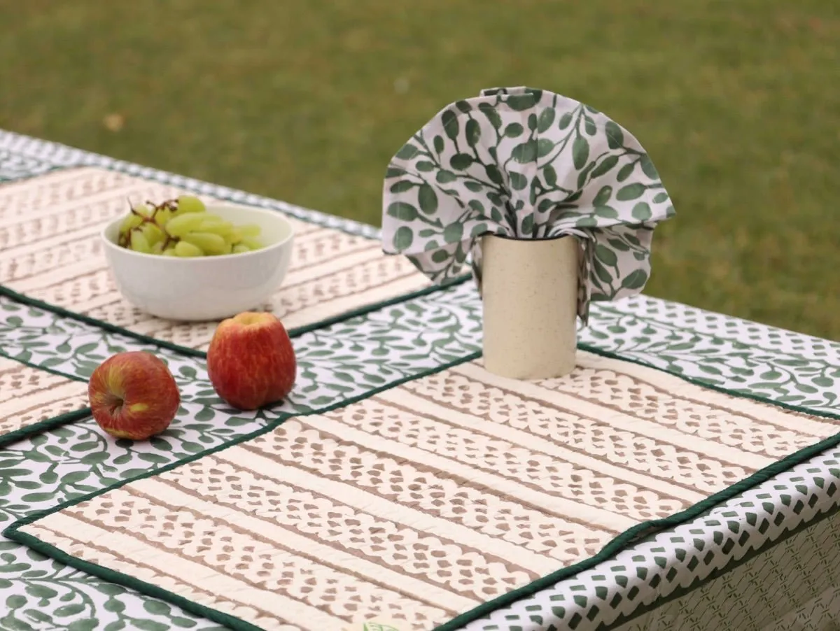 Abstract Leaf Reversible Organic Cotton Placemats- Set of 4