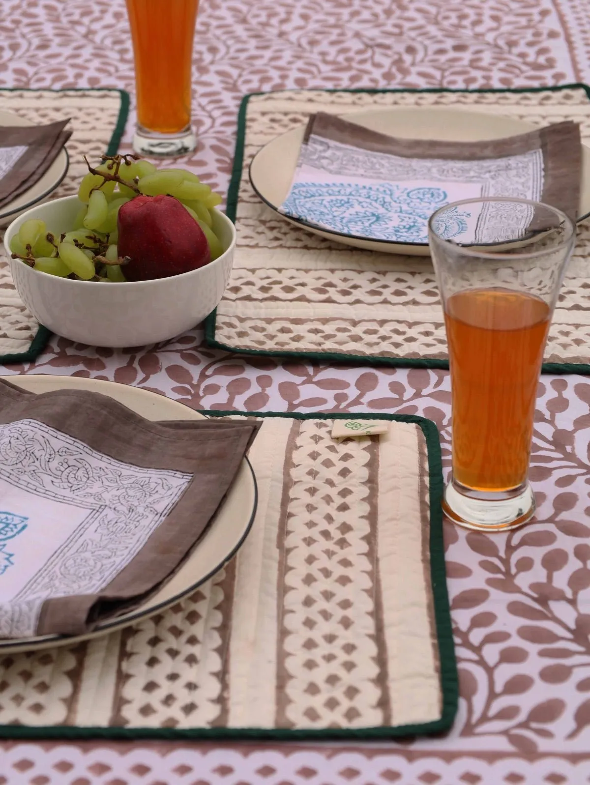 Abstract Leaf Reversible Organic Cotton Placemats- Set of 4