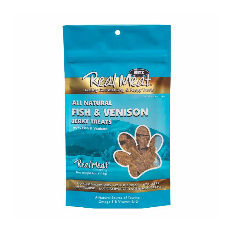 Bitz Real Meat Dog - Fish & Venison Jerky Treats 4oz