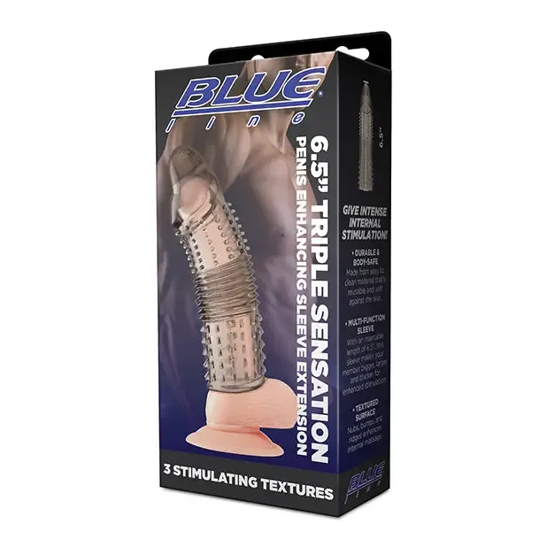 Blue Line C & B 6.5" Triple Sensation Penis Enhancing Sleeve Extension - Smoke