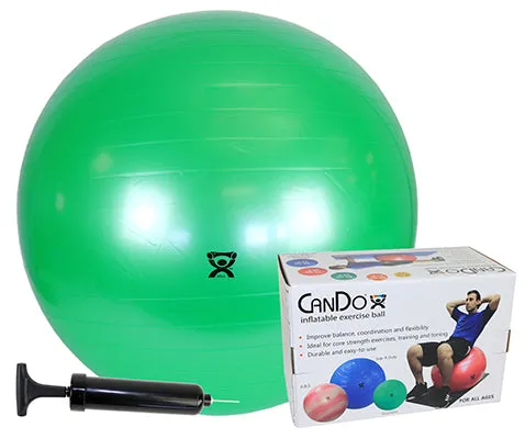 CanDo Inflatable Exercise Ball - Economy Set - Green - 26" (65 cm) Ball, Pump, Retail Box