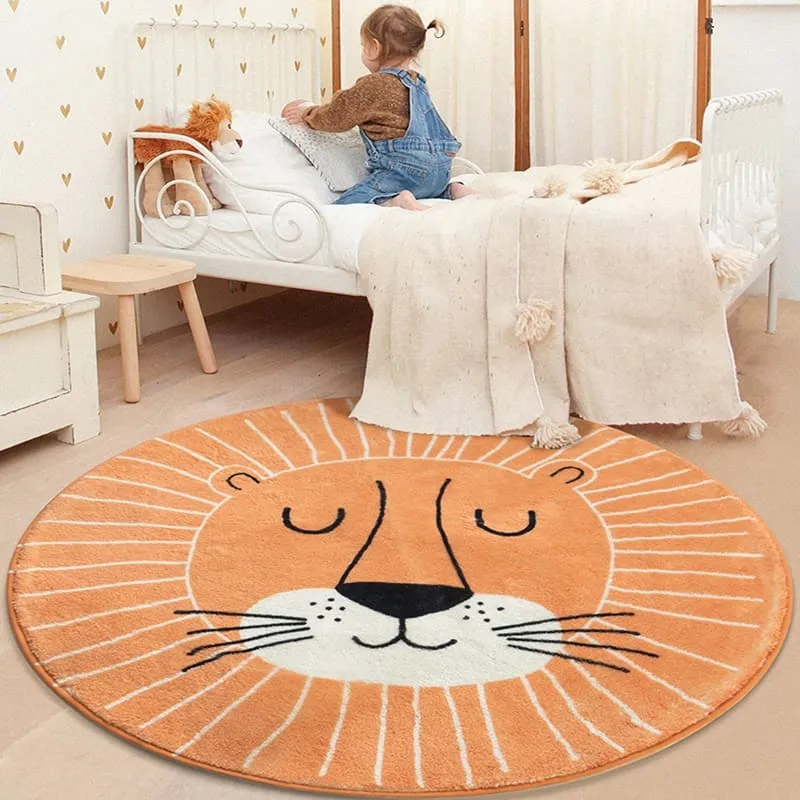 Cartoon Animals Floral Round Rugs & Mats