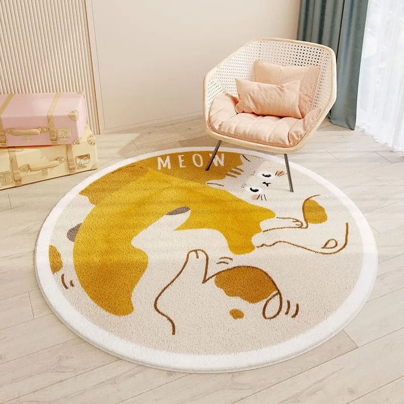 Cartoon Animals Floral Round Rugs & Mats