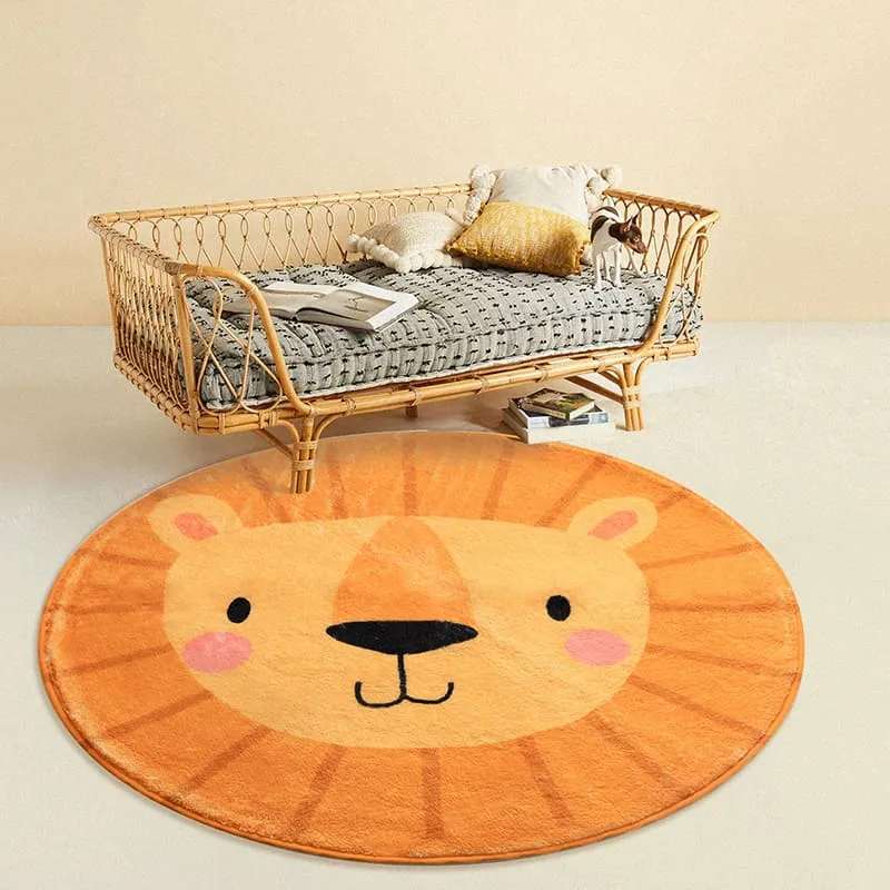 Cartoon Animals Floral Round Rugs & Mats