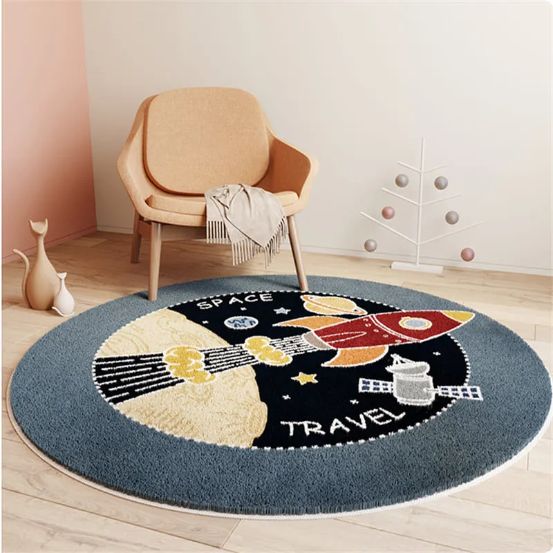 Cartoon Animals Floral Round Rugs & Mats