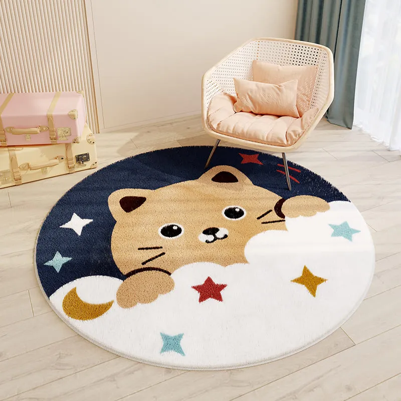 Cartoon Animals Floral Round Rugs & Mats