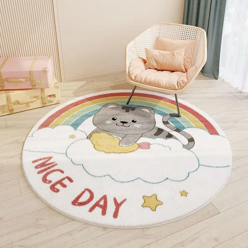 Cartoon Animals Floral Round Rugs & Mats