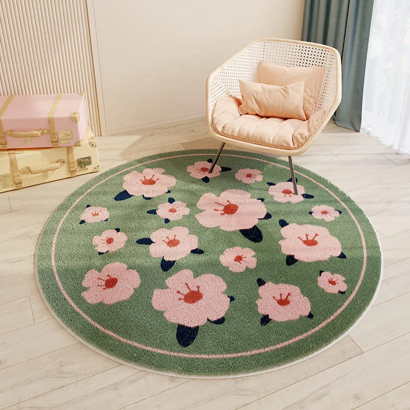 Cartoon Animals Floral Round Rugs & Mats