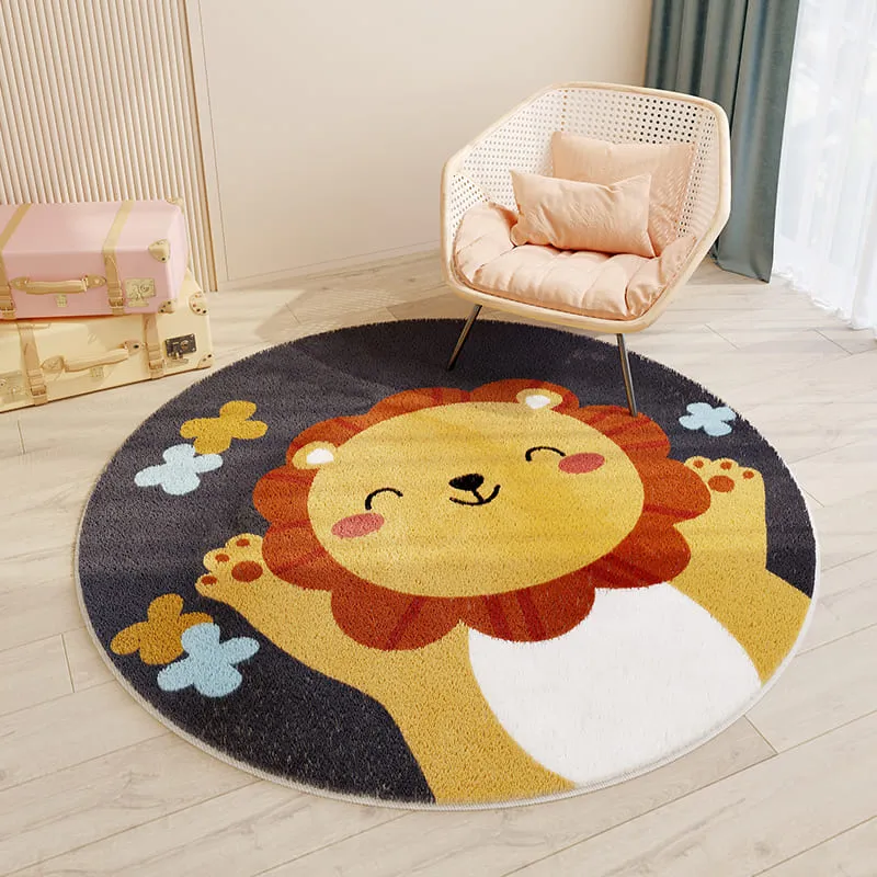 Cartoon Animals Floral Round Rugs & Mats