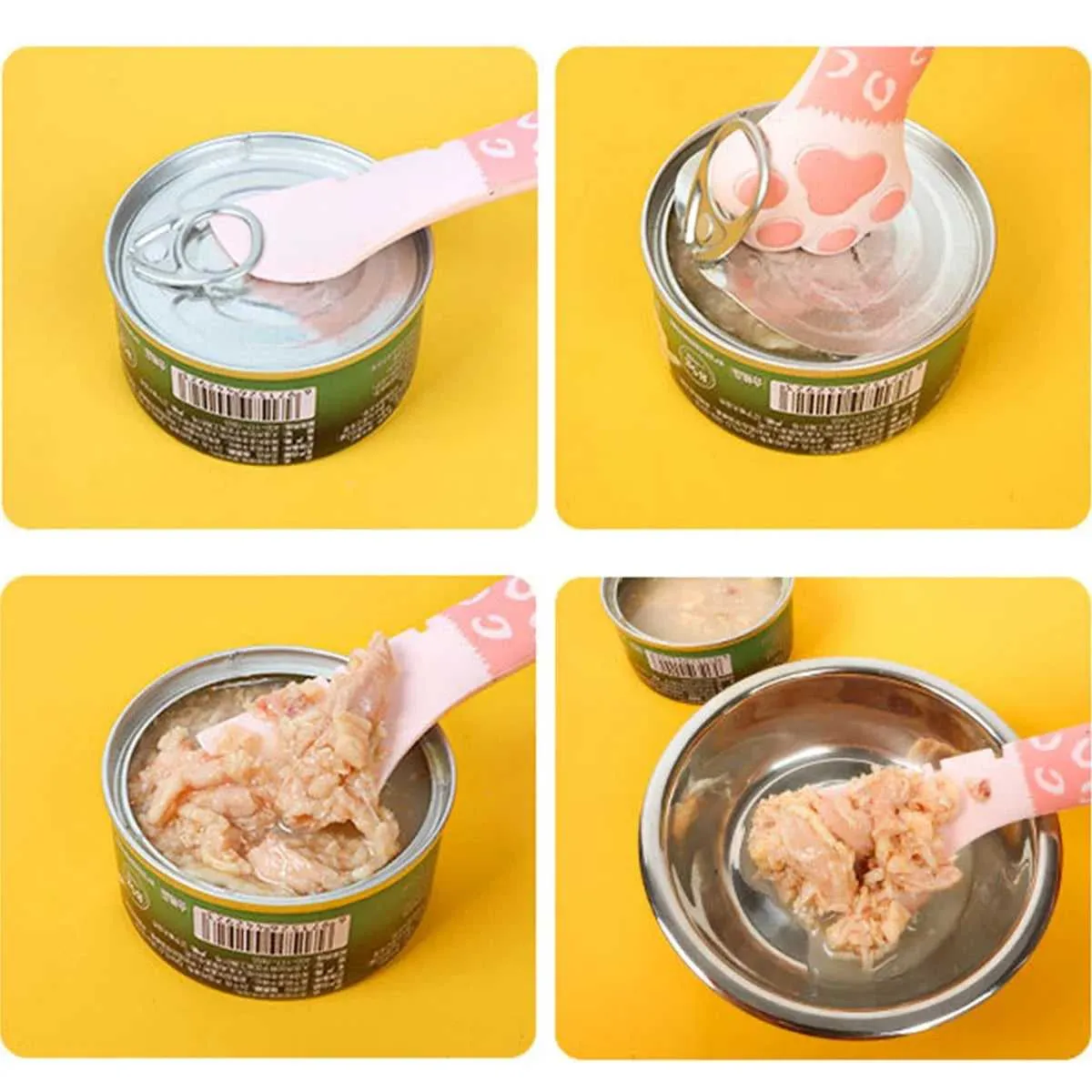 Cute Cats Paw Multifunction Pets Canned Spoon Plastic Jar Opener