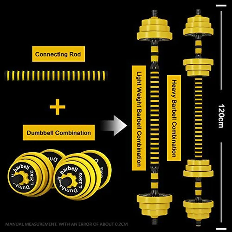 DDFE Adjustable Dumbbell Barbell Lifting Set 40.4lb New Dumbbell Barbell Set for Men,Women,Beginners,Home with Four 4lb. Four 2.8lb.Four 3.3lb.Weights, 2 Dumbbell Bars,1 Barbell Connecting Rod