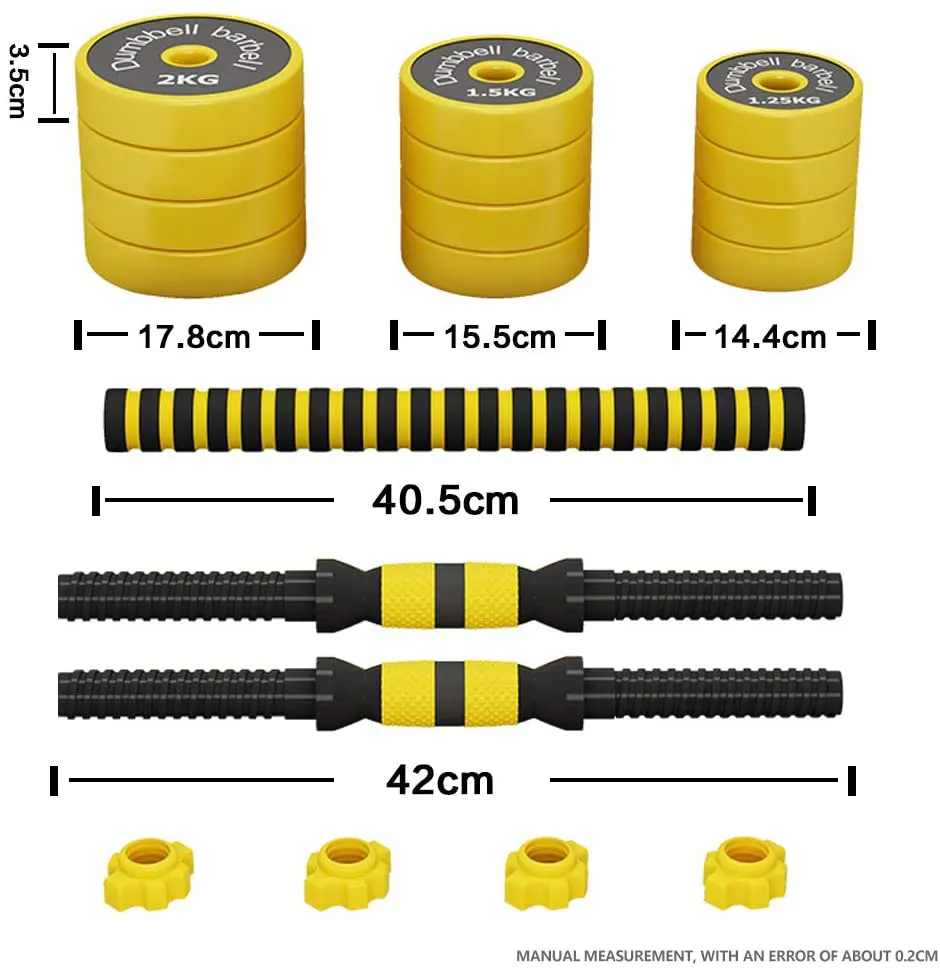 DDFE Adjustable Dumbbell Barbell Lifting Set 40.4lb New Dumbbell Barbell Set for Men,Women,Beginners,Home with Four 4lb. Four 2.8lb.Four 3.3lb.Weights, 2 Dumbbell Bars,1 Barbell Connecting Rod