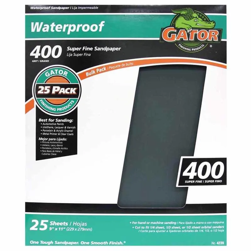 Gator 11 in. L X 9 in. W 400 Grit Silicon Carbide Waterproof Sandpaper 1 pk