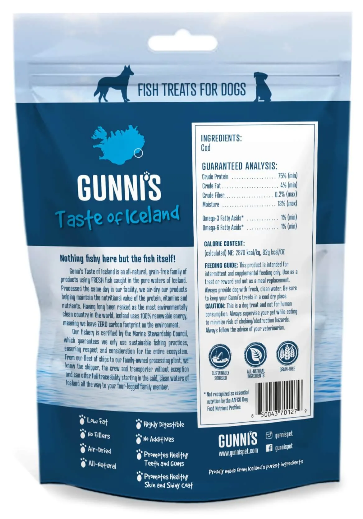 GUNNI'S Cod Skin Shorties Dog Treats 71g