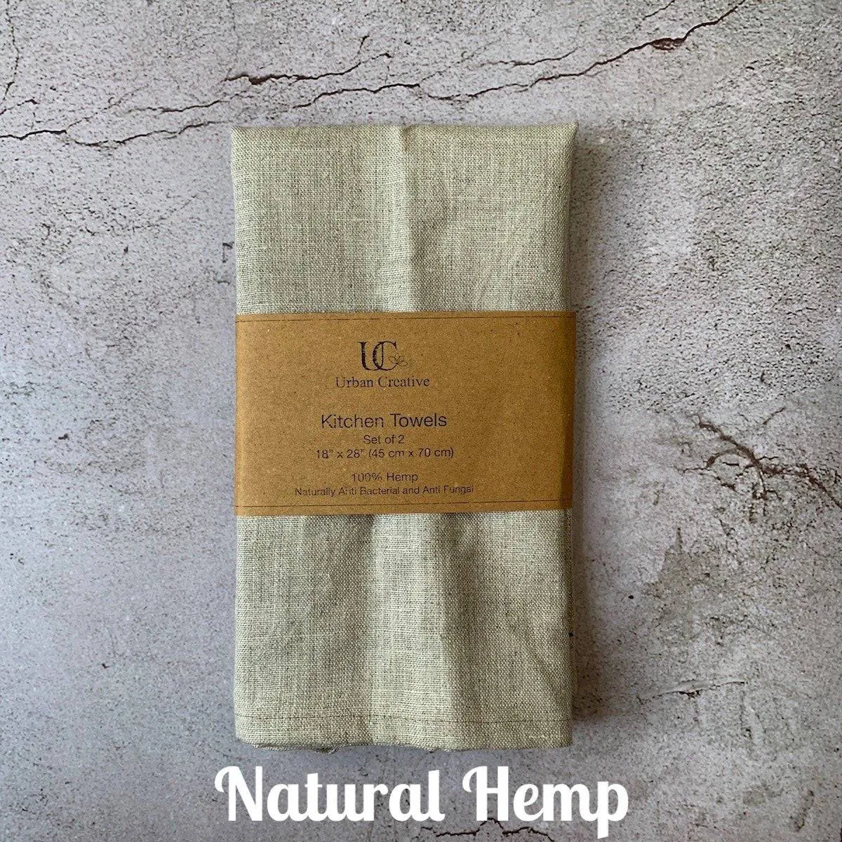 Kitchen Towels Set of 2 (18"x27" / 45x68 cm) 100% Hemp