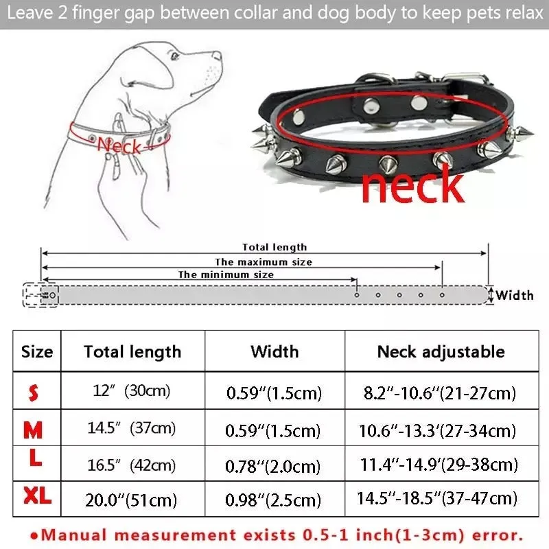 Leather Studded Spike Collars for Small & Medium Dogs