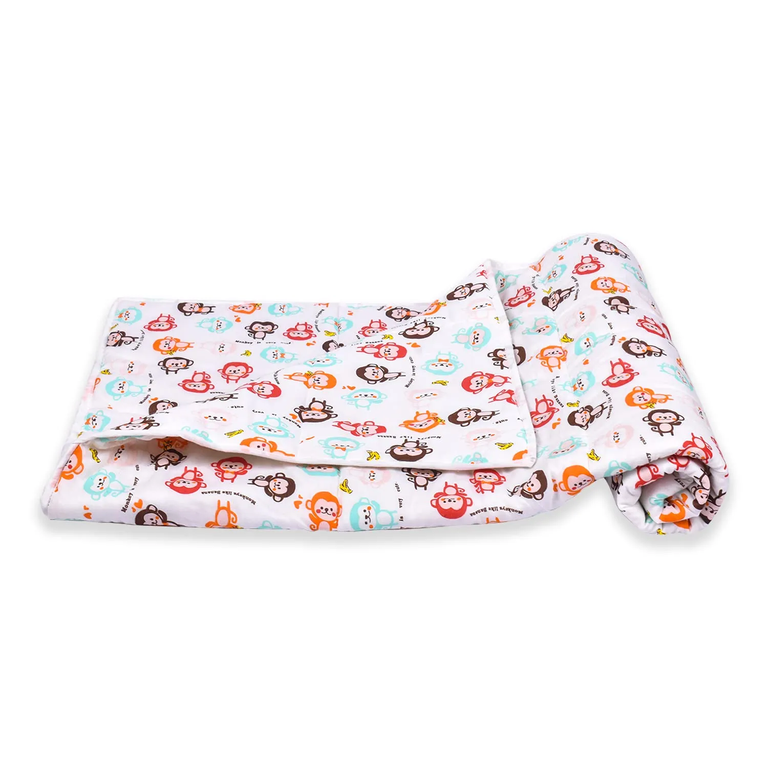 MOM'S HOME Organic Cotton Baby AC Quilt - Colorful Monkey - 0-3 Years - 110X120Cms