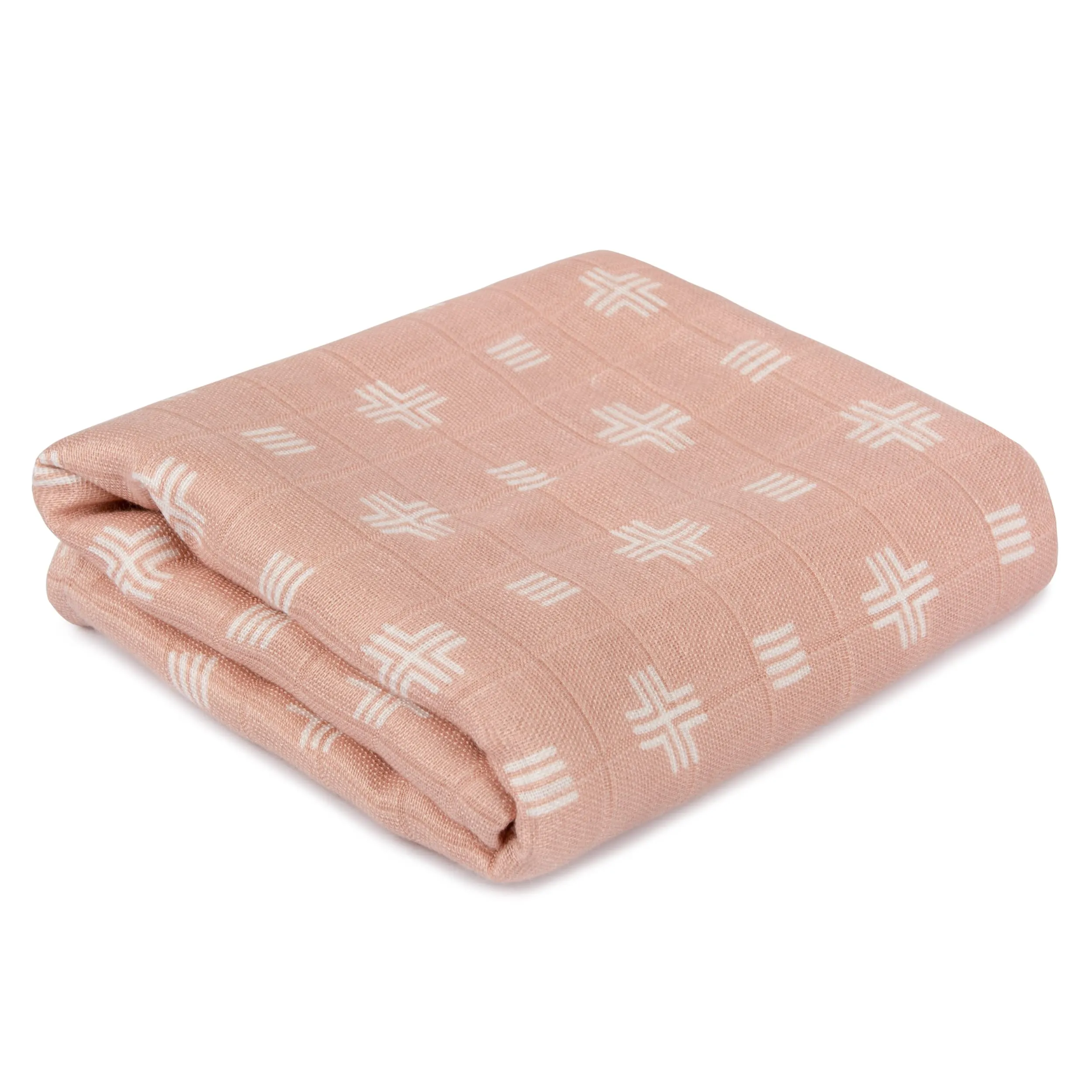 Mush 100% Bamboo Swaddle : Ultra Soft, Breathable, Thermoregulating, Absorbent, Light Weight and Multipurpose Bamboo Wrapper/Baby Bath Towel/Blanket (1, Geo Peach)