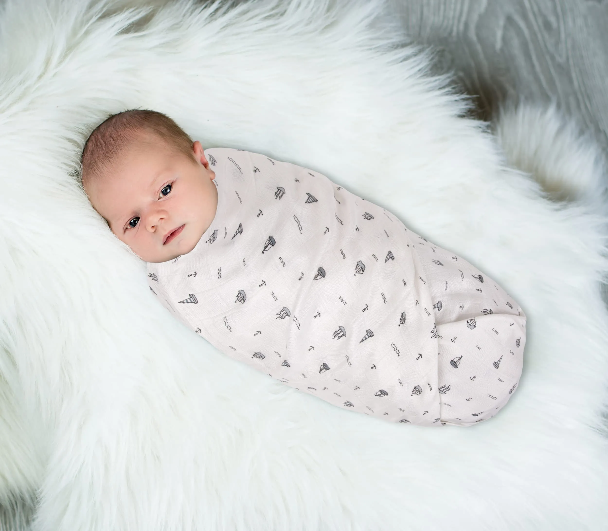 Mush Ultra Soft, Comfortable & Multipurpose 100% Bamboo Baby Swaddle & Wrapper (2, Jungle (Grey) & Sea (Grey))