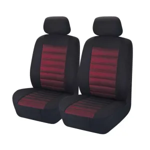 MyCar Pair of Opulence Size 30/35 Universal Fit Front Seat Covers with 12mm Foam Lining - Red Accent - OPA3505