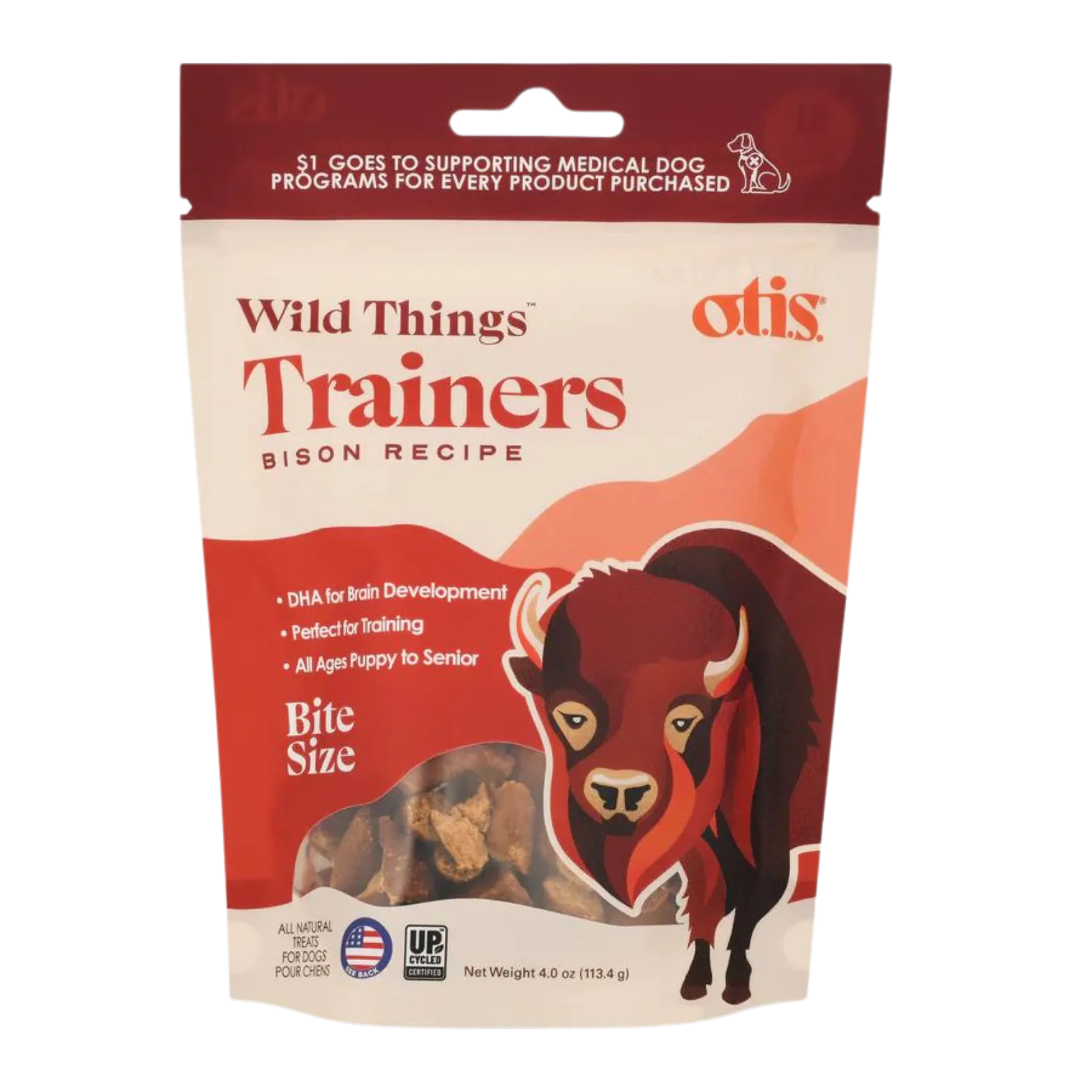 Otis Wild Things Bison Recipe Trainers Dog Treats 4 oz