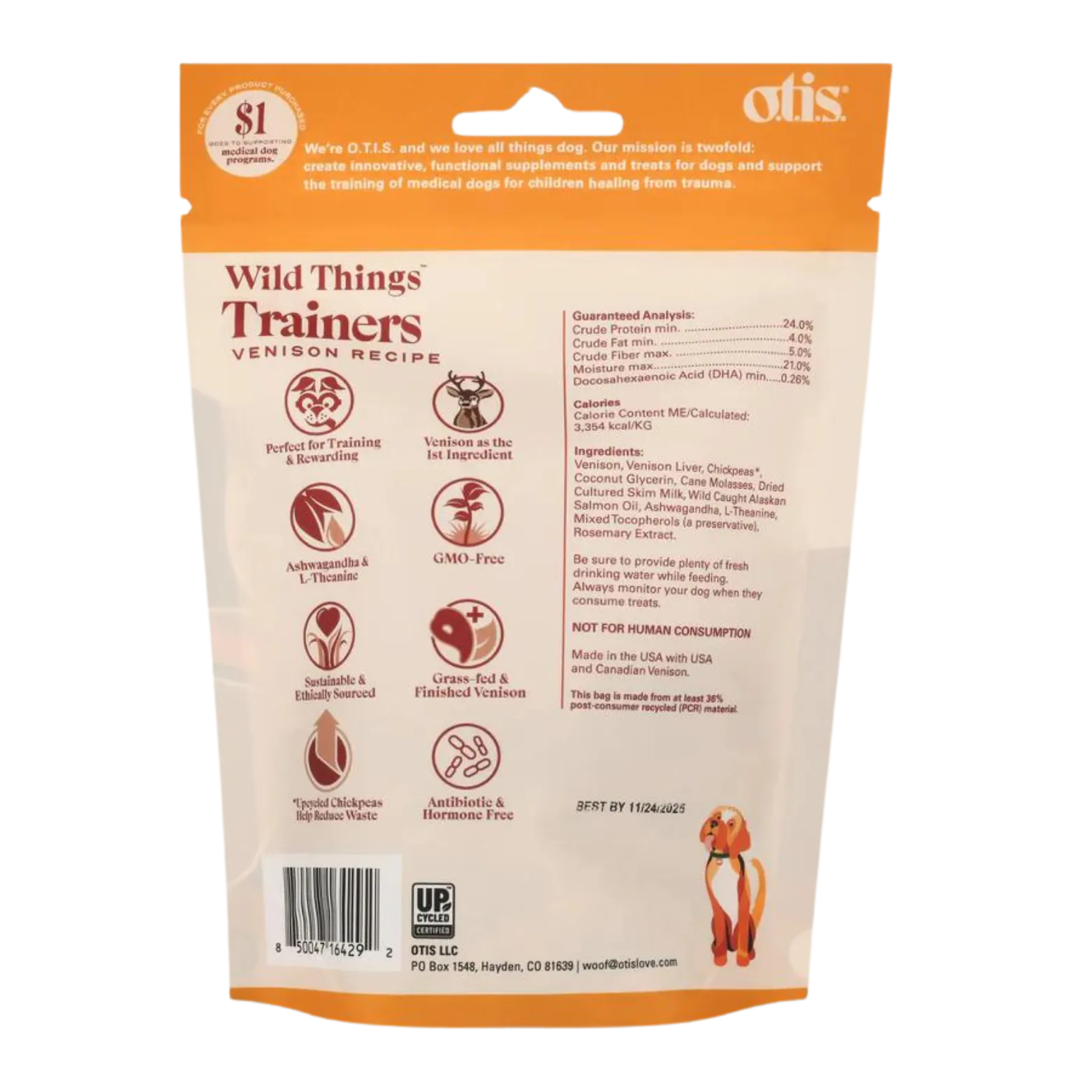 Otis Wild Things Venison Recipe Trainers Dog Treats 4 oz