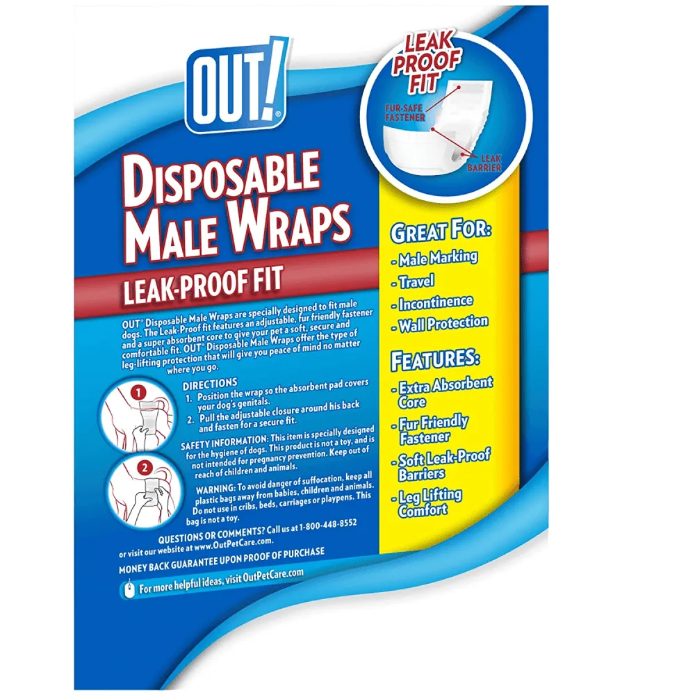 OUT! Disposable Diapers for Male Dog (33x46cm)