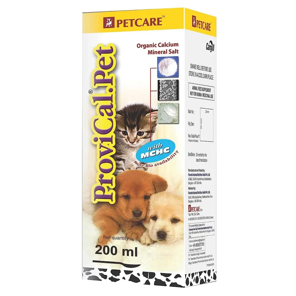 Petcare Provical Pet Calcium Syrup (200ml) and Proviboost Multivitamin Syrup (200ml) Combo for Dogs & Cats