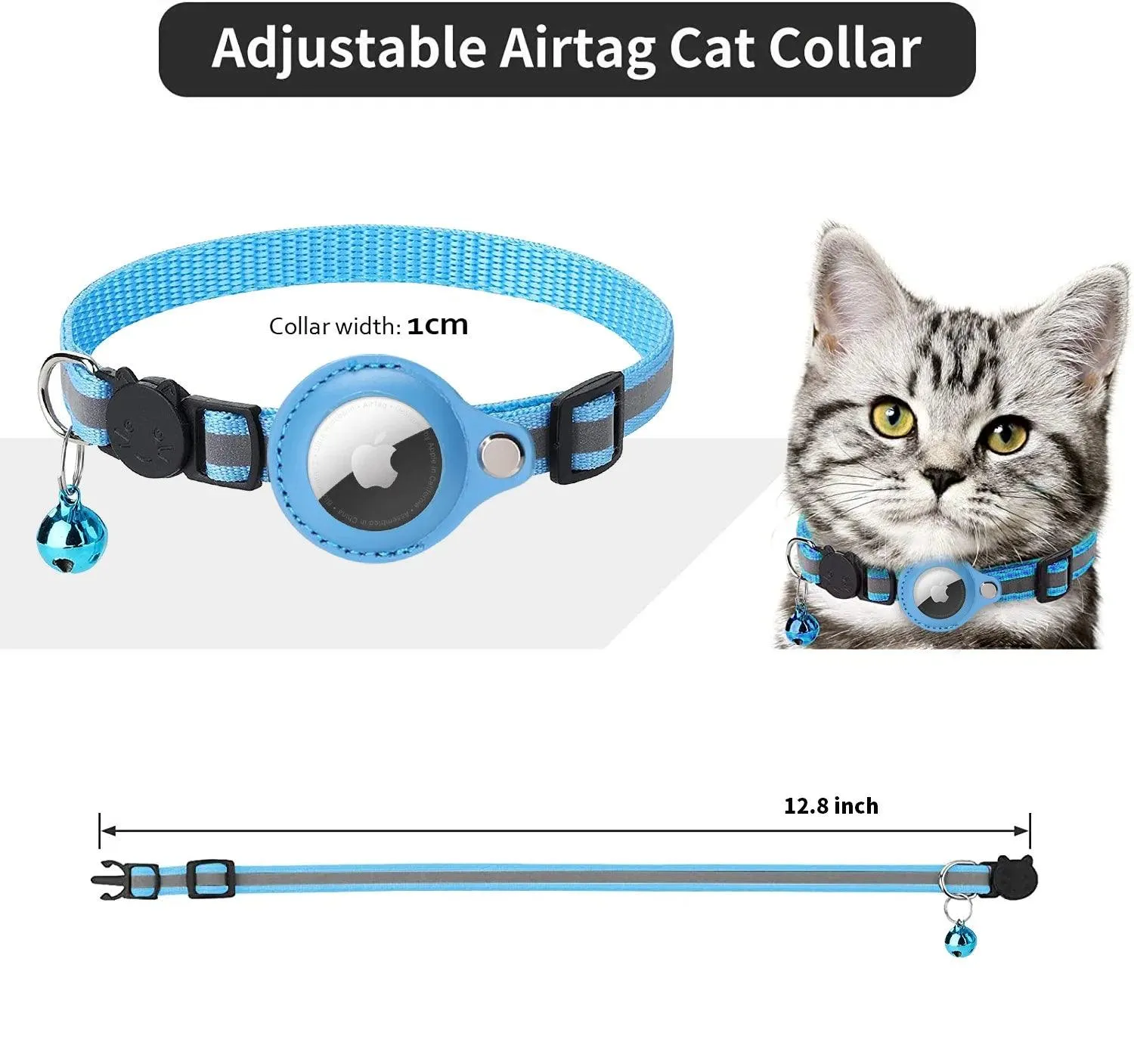 Reflective Cat Collar with Airtag Tracker