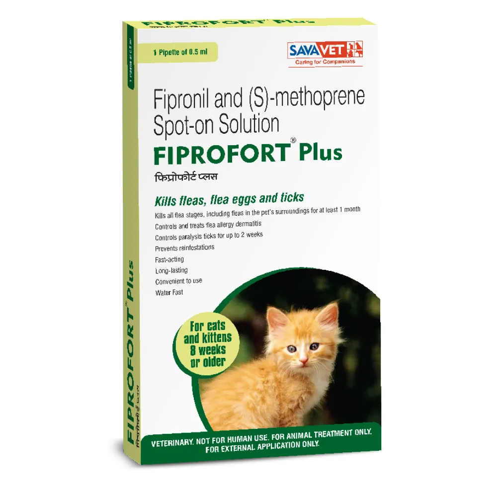 Savavet Fiprofort Plus Cat Tick & Flea Control Spot On and Petcare Pjjes Spray Combo