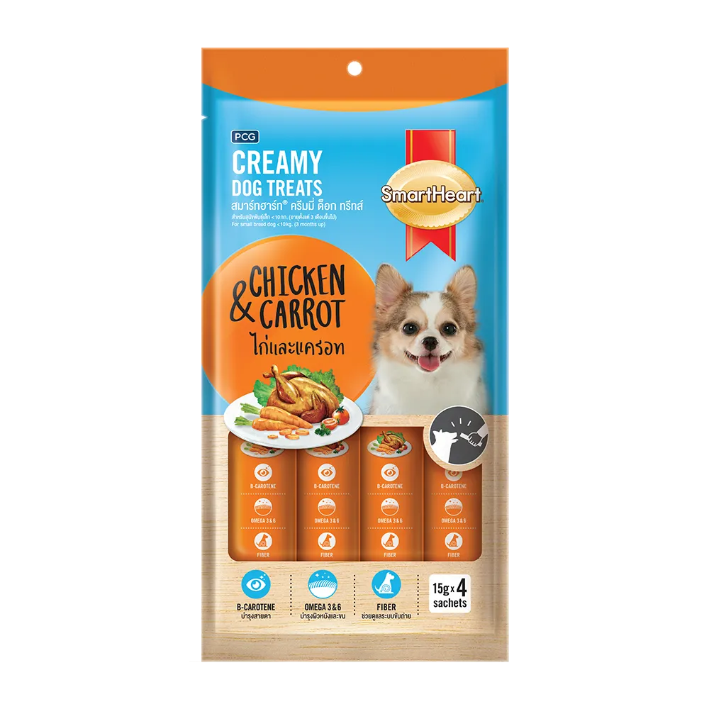 SmartHeart Dog Creamy Treats Chicken & Carrot 15g x 4