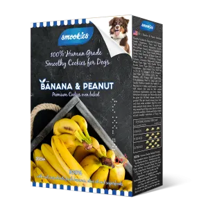 Smookies | Banana & Peanut Cookies for Dogs | 100% Human Grade Crunchy Treats with Superfoods - 200G