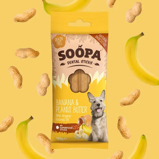 Soopa Banana & Peanut Butter Dental Sticks Dog Chew