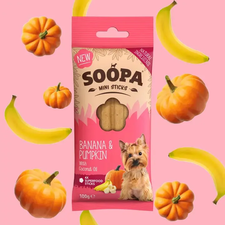 Soopa Banana & Pumpkin Mini Dental Sticks Dog Chew