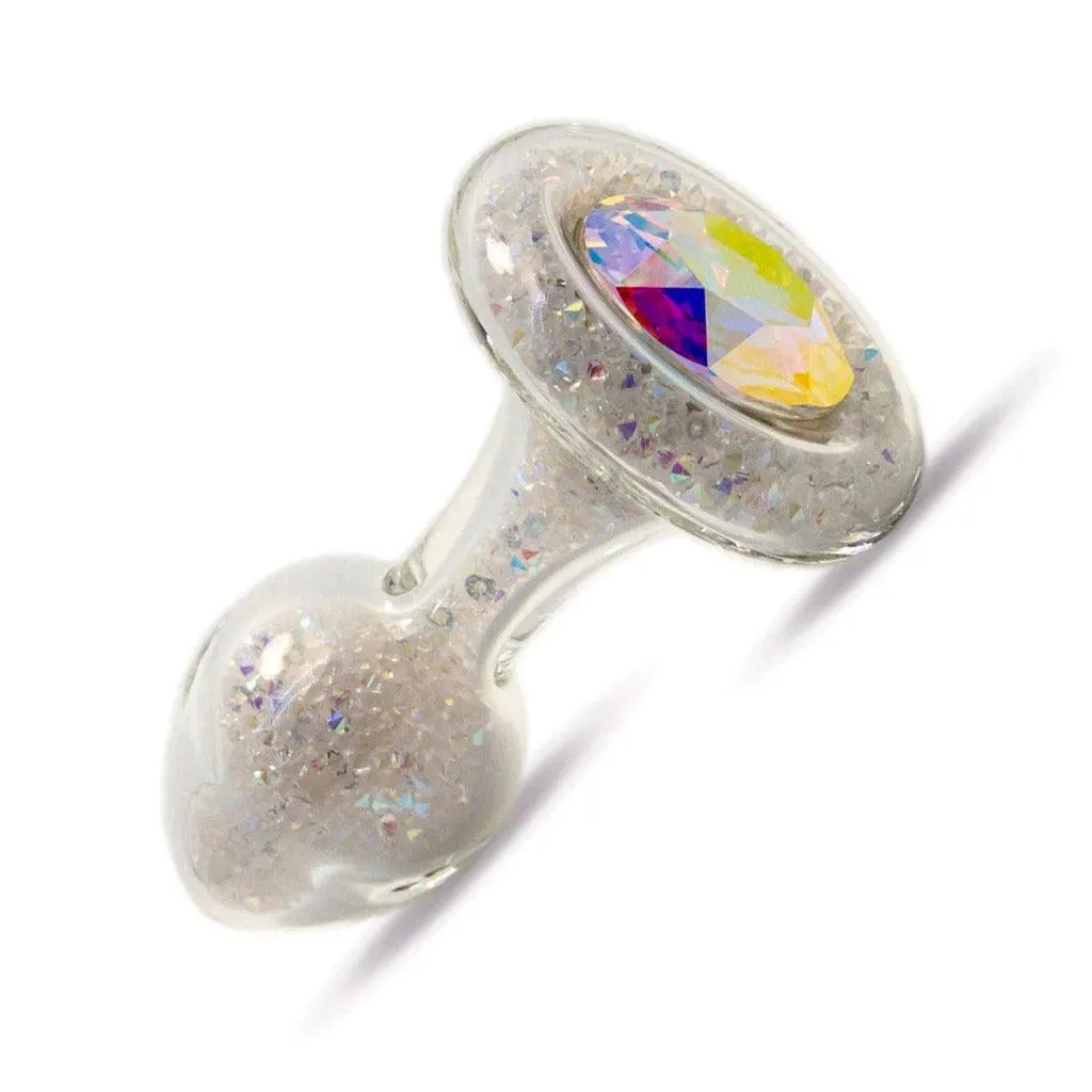 Sparkle Glass Butt Plug with Crystal Base