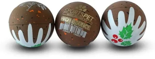 SportsPet Christmas Pudding High Bounce Rubber Ball