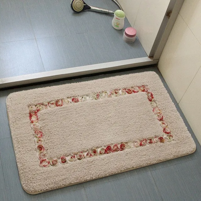 Thicken Breathable Suede Material Bathroom Mats Set Non-slip Bath Mats Floor Mat Bath Rug Doormat Kitchen Carpet Bath Mat