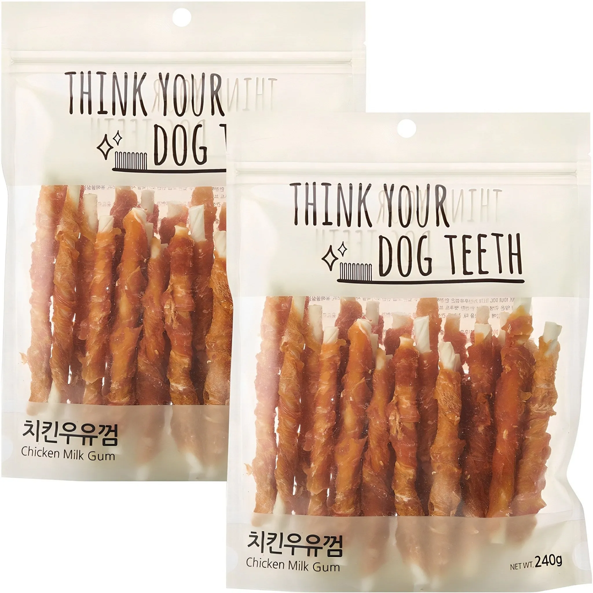 Think Your Dog Tea Dental Chew, Mixed Flavor (Chicken/Milk), 240g, 2 Packs - 🏆 #78 - Pet Supplies - Best of December