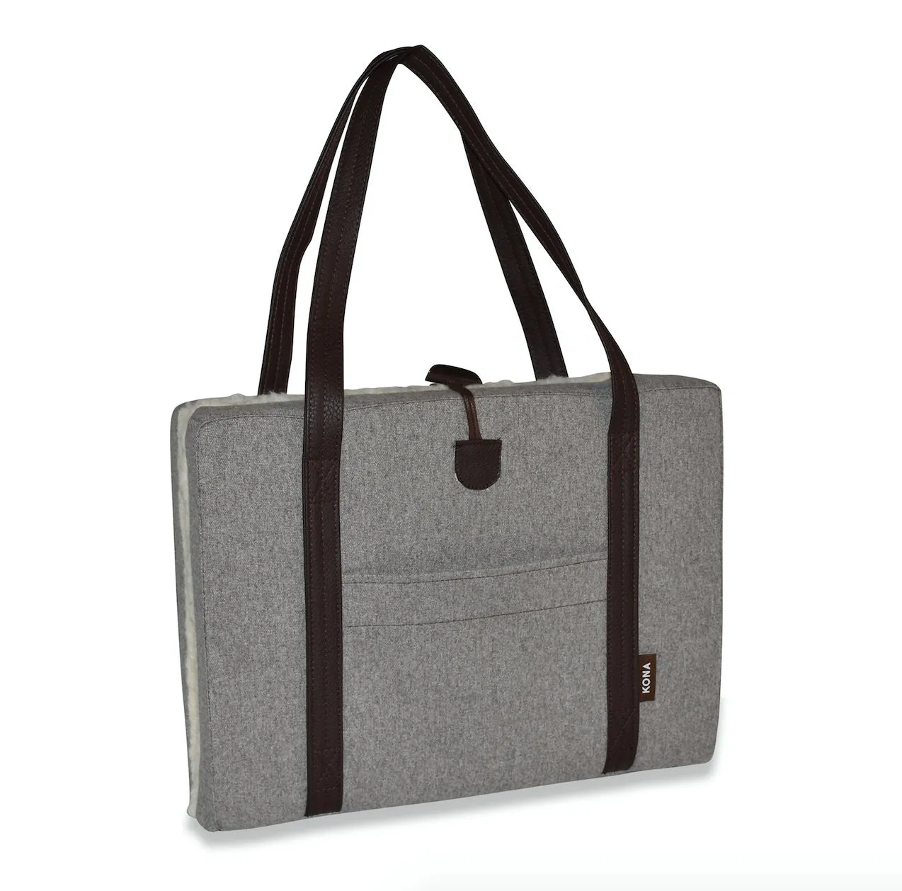 Travel Dog Bed - Grey Flannel with Fluffy Wool Lining