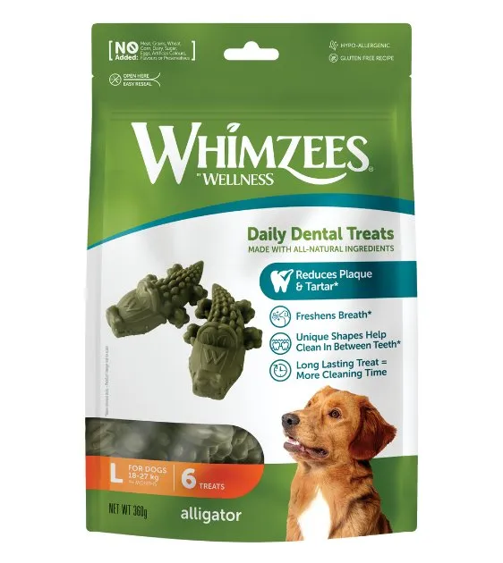 Whimzees Natural Alligator Dental Dog Chews