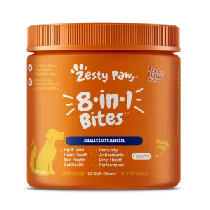 Zesty Paws Dog 8-in-1 Multivitamin Bites Peanut Butter 90soft chews