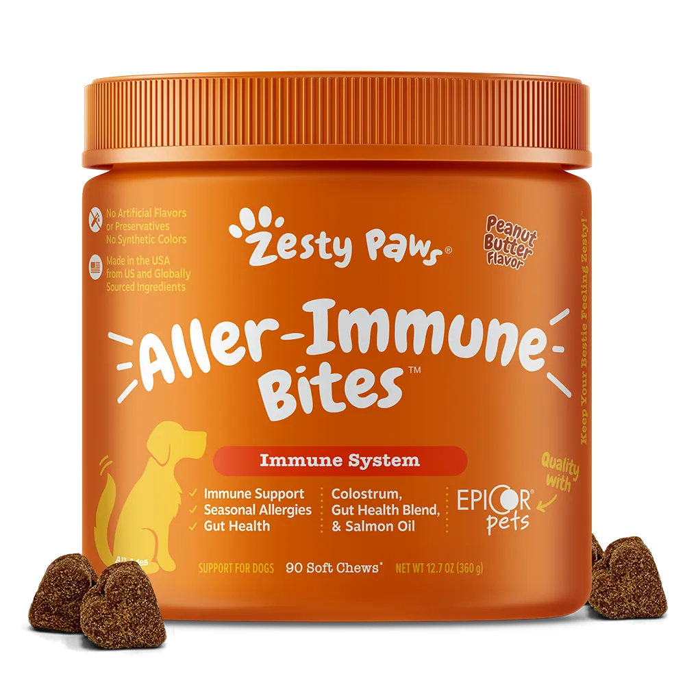 Zesty Paws Dog Aller-Immune Bites Peanut Butter 90soft chews