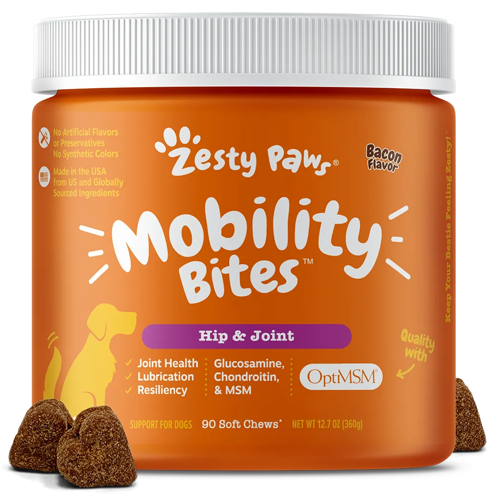 Zesty Paws Dog Mobility Bites Hip & Joint Bacon 90soft chews