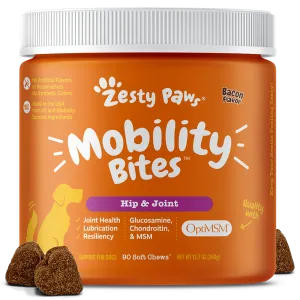 Zesty Paws Dog Mobility Bites Hip & Joint Bacon 90soft chews