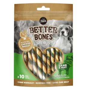 Zeus | Better Bones | Rawhide Free Dog Chews | Lamb & Mint Twists - 10 Pack